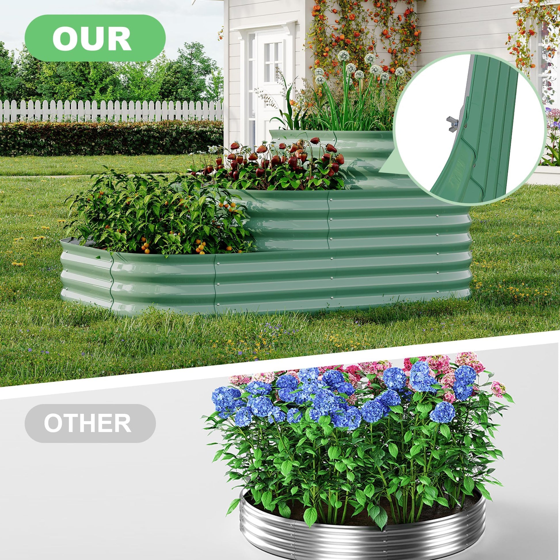 Kit de jardin surélevé galvanisé Garvee 61x42x31 cm en acier inoxydable pour légumes et herbes aromatiques d'extérieur