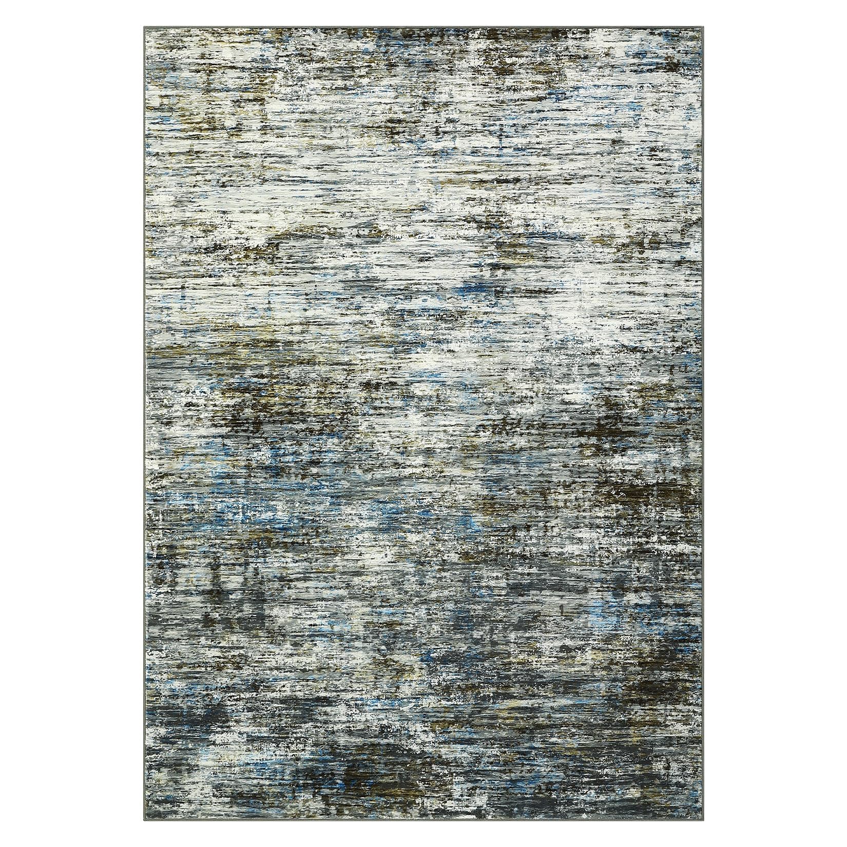 Tapis Garvee moderne lavable, motif abstrait, pour salon, chambre ou chambre d'enfant, 120 x 170 cm, bleu-gris, polyester