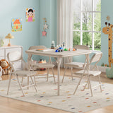 Garvee ensemble table et chaises enfants 5 pièces pliables, métal et cuir PU beige, format carré pour intérieur et extérieur - Beige