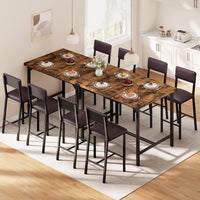 Ensemble table et chaises Garvee pour 4 personnes avec repose-pieds et protections d'angle, hauteur comptoir, tabourets de bar rembourrés, bois et métal, compact, pour cuisine et appartement, multicolore
