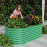 Garvee Bac De Jardin Surélevé 2,4×1,2×0,6m En Acier Galvanisé Résistant À La Rouille Double Paroi Isolante Métal Durable Pour Extérieur - Vert