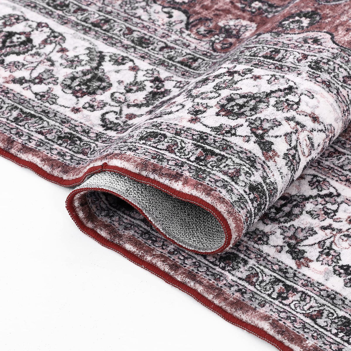 Garvee Machinewasbaar Tapijt Vlekbestendig Laagpolig Met Oosters Design Voor Binnen En Buiten 80 x 150 cm Rouge