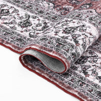 Tapis Garvee doux, lavable, style vintage, pour chambre et salon, 160 x 230 cm, rouge, antidérapant, à poils courts.