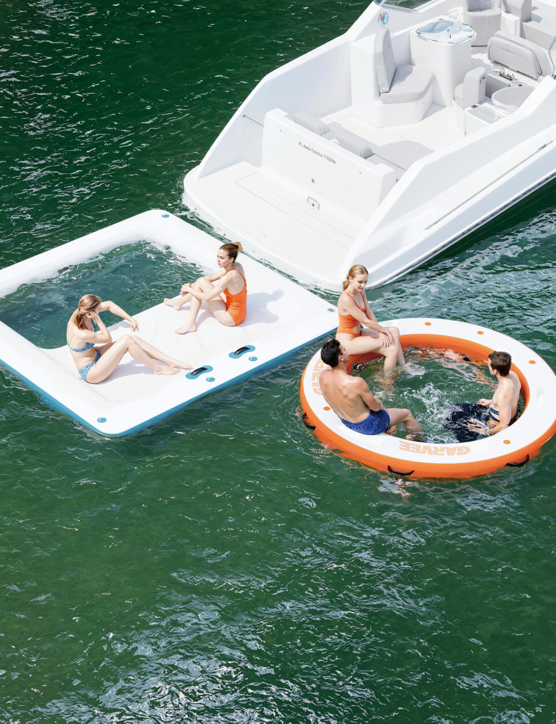 Hamac gonflable aquatique Garvee, ponton flottant en filet, 3 m/2,4 m, PVC 2700 g/m², résistant aux UV, 8 anneaux en acier inoxydable, idéal pour les fêtes au bord de la piscine ou du lac, plusieurs couleurs