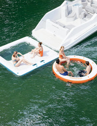Hamac gonflable aquatique Garvee, ponton flottant en filet, 3 m/2,4 m, PVC 2700 g/m², résistant aux UV, 8 anneaux en acier inoxydable, idéal pour les fêtes au bord de la piscine ou du lac, plusieurs couleurs