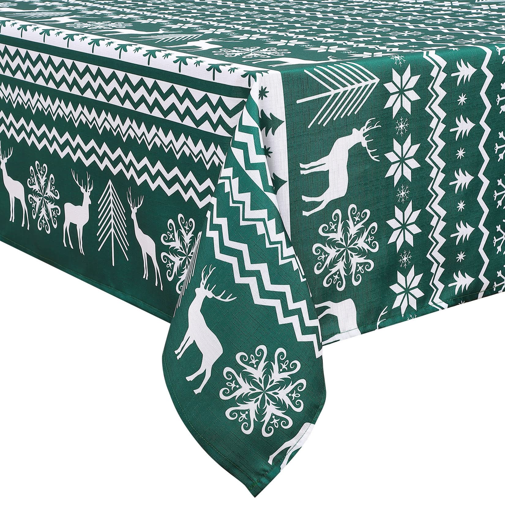 Nappe de Noël Garvee, carrée, 132 x 132 cm, imperméable, antitache, polyester, motif flocons de neige et rennes, décoration de table pour les fêtes de Noël