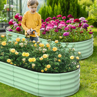Jardinière surélevée Garvee, en métal ovale, avec revêtement aluminium-magnésium-zinc, pour le jardin, robuste, résistante aux intempéries, durable, design moderne