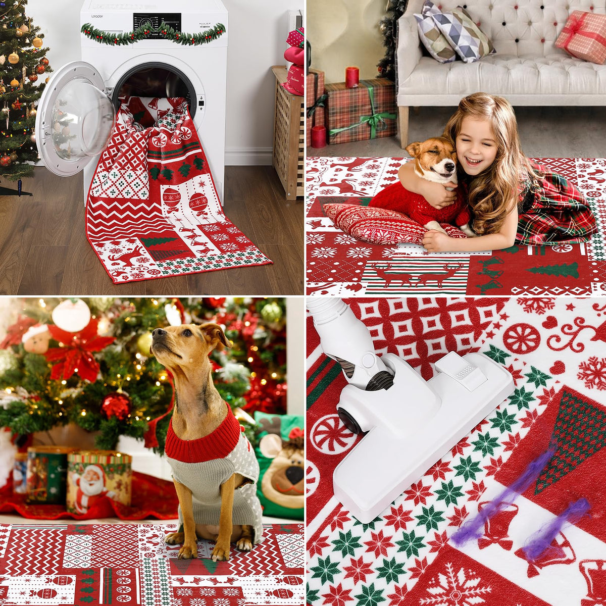Tapis de Noël Garvee pour salon, antidérapant, patchwork, 120 x 170 cm, style bohème, décoration festive