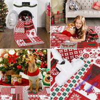 Tapis de Noël Garvee pour salon, antidérapant, patchwork, 120 x 170 cm, style bohème, décoration festive
