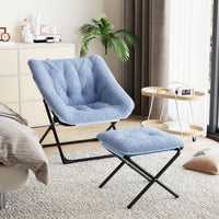 Fauteuil confortable Garvee XL en fausse fourrure avec structure en métal et base antidérapante pour salon et chambre, bleu, XL
