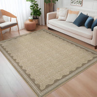 Tapis de salon moderne Garvee 120 x 170 cm, lavable, antidérapant, à poils courts, coloris lin