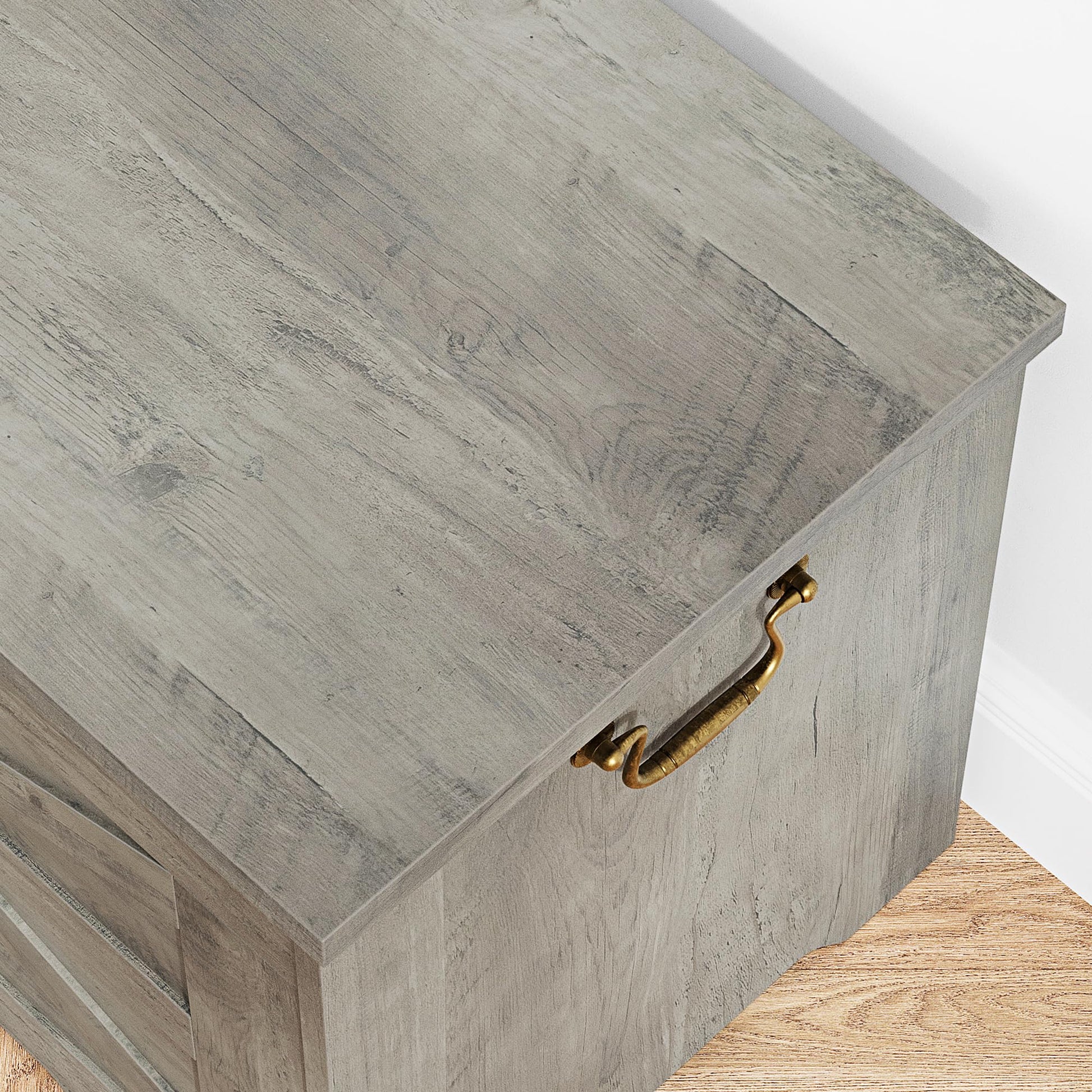 Garvee Banc Coffre de Rangement en Bois avec Charnière de Sécurité, Charge 159 kg, MDF 15 mm, pour Entrée et Salon