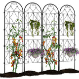 Garvee Panneaux De Clôture Pour Chien 4 Pcs - Barrière Antirouille 74.8" Hauteur Avec Portail - Fer Époxy Triple-Couche - Jardin Patio - Design Gothique Décoratif - 
