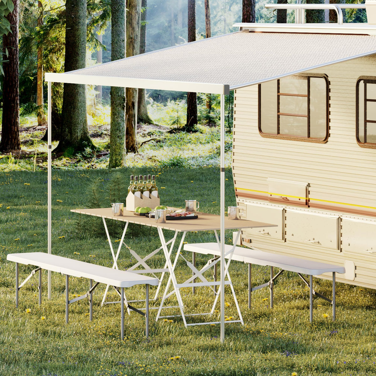 Garvee banc pliant portable en plastique PEHD blanc, stable et résistant aux intempéries, pour pique-niques et activités sportives en extérieur