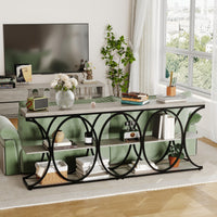 Console Garvee 99 cm (39 po), style industriel, rangement à 3 niveaux, structure en métal et bois, robuste et polyvalente, idéale pour l'entrée et le salon, 99 cm (39 po), marron
