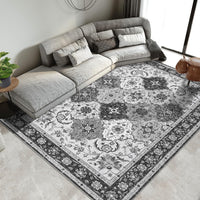 Tapis Garvee lavables à motif treillis vintage pour salon, chambre, bureau, chambre d'enfant, style oriental, à poils courts, neutre, antidérapant, grand format