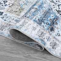 Tapis rectangulaire moderne Garvee, facile d'entretien et antidérapant, pour couloir et salon, 80 x 150 cm, teinte bleue