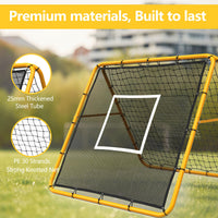 Garvee Filet de rebond de football 120 x 120 cm, angle réglable, double face, cadre en acier, filet en PE tous temps