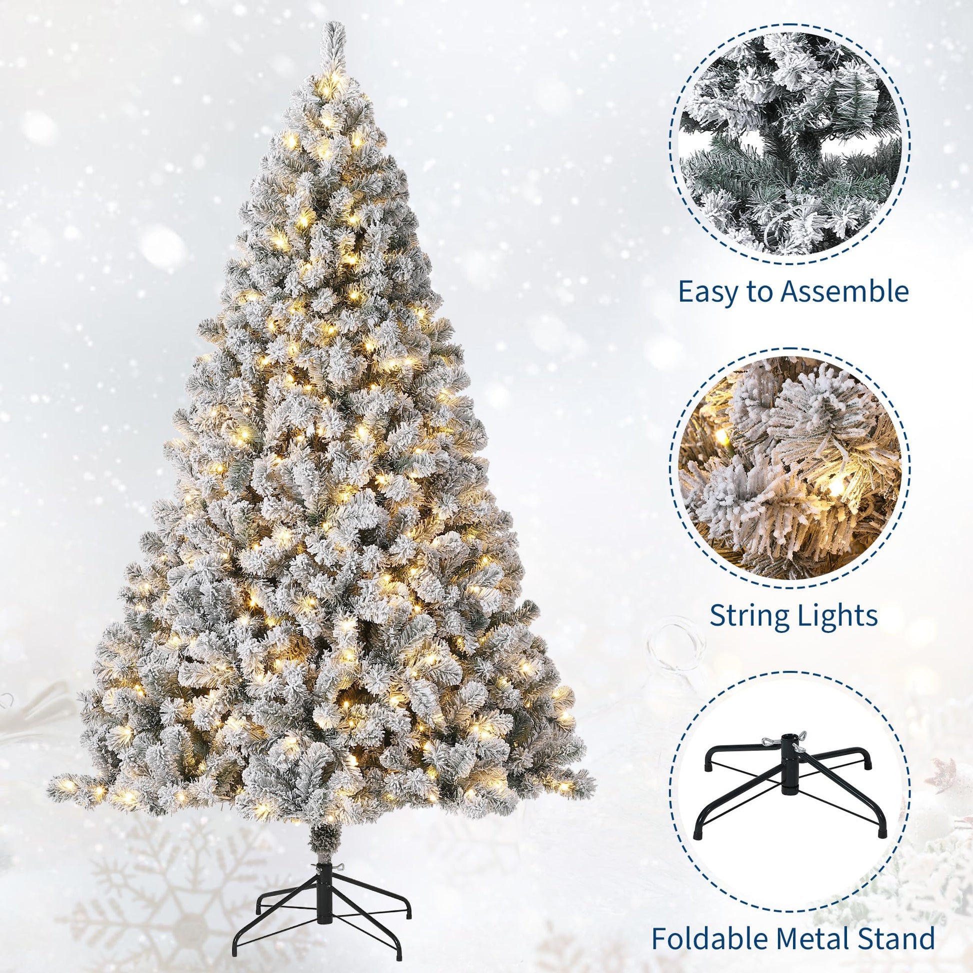 Sapin de Noël artificiel Garvee de 225 cm avec 550 LED, en PE/PVC de qualité supérieure, idéal pour les grandes pièces et les fêtes de Noël.
