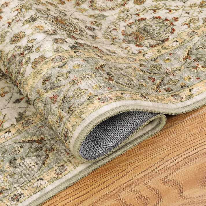 Tapis oriental à poils courts pliable pour salon bureau et couloir
