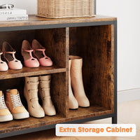 Garvee Porte-manteau avec banc et penderie 5 en 1, pour l'entrée et le vestibule, en bois rustique et ajustable