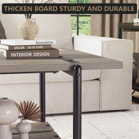 Garvee table basse de ferme à 2 niveaux 41'' en bois gris avec rangement et structure en métal pour le salon et le bureau, style rustique-moderne
