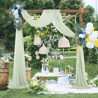 Arche de mariage Garvee, rideau en mousseline et tulle transparent 70x550cm, gris et vert, décoration de mariage