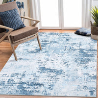 Garvee tapis antidérapant lavable 200 × 290 cm design abstrait moderne pour salon et chambre, bleu clair