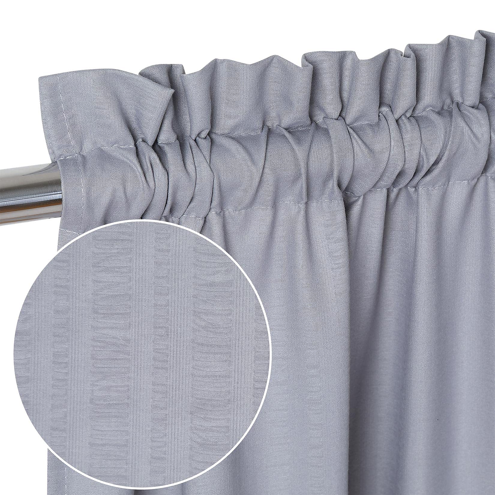 Rideaux de cuisine imperméables Garvee avec texture en relief, cantonnière courte, gris, 60 x 15 pouces, semi-transparents pour salle de bain et salon