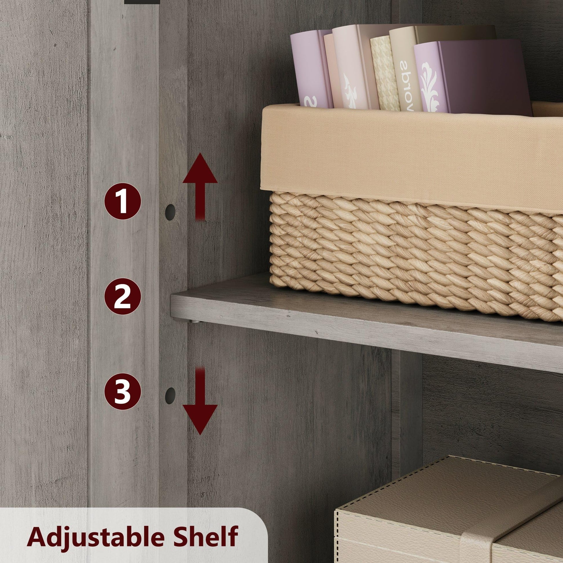 Armoire de salle de bain haute Garvee à 4 portes, étagères réglables, MDF, grise, pour cuisine et salon, autoportante, 60 x 30 x 128 cm