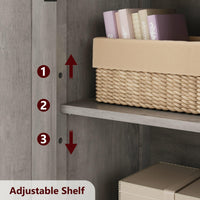 Armoire de salle de bain haute Garvee à 4 portes, étagères réglables, MDF, grise, pour cuisine et salon, autoportante, 60 x 30 x 128 cm