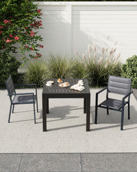 Ensemble de 2 chaises de jardin empilables Garvee en métal avec revêtement Textilène résistant aux UV, légères et résistantes aux intempéries, structure en aluminium, noires.