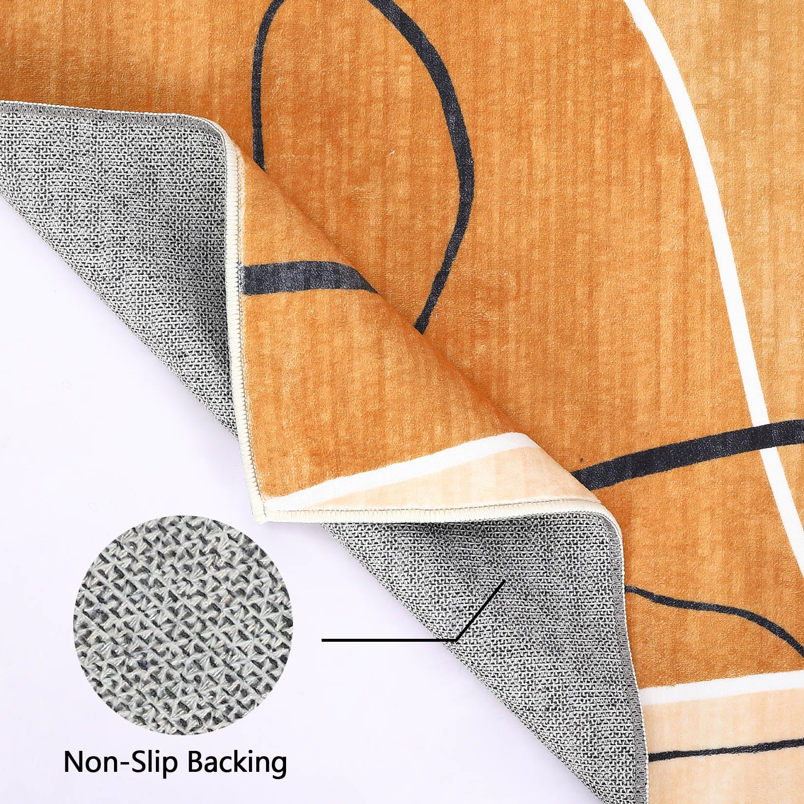 Tapis Garvee en polyester imitation cachemire, lavable, antidérapant, motif moderne, 160 x 230 cm, orange