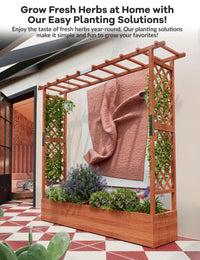 Garvee Jardinière surélevée avec treillis, bac à fleurs en bois de 183 cm (182,9 cm), toit suspendu, tous temps pour terrasse et balcon