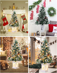 Garvee sapin de Noël de 90 cm avec 78 LED et support bonhomme de neige pour décoration de table, bureau ou salon