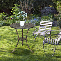 Table bistro Garvee 24" en aluminium avec trou pour parasol, antirouille, bronze vieilli, idéale pour le jardin et le balcon, robuste et légère.