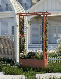Jardinière surélevée Garvee avec treillis, bac à fleurs en bois de 114 cm (45 pouces), toit suspendu, résistante aux intempéries pour terrasse et jardin, autoportante, couleurs naturelles