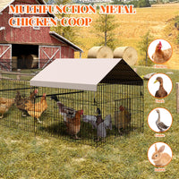 Poulailler Garvee 100x330x100cm – Acier galvanisé avec 3 compartiments et 4 portes pour poules et lapins
