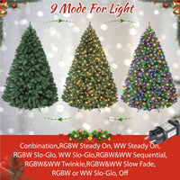 Sapin de Noël artificiel Garvee 180 cm – 250 LED, sapin en PVC, Ø 114 cm, vert, pied en métal