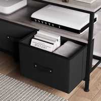 Garvee Commode/meuble TV 140 cm avec tiroirs en tissu et pieds réglables pour salon et chambre, gris, en bois MDF robuste