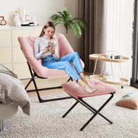 Fauteuil lounge Garvee Comfy Chair XL, en fausse fourrure, pliable, avec structure en métal et base antidérapante, idéal pour le salon et la chambre, gris.