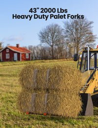 Fourches à palettes Garvee 43" (109 cm), capacité de charge de 907 kg, barre stabilisatrice réglable, acier robuste pour godet de tracteur agricole