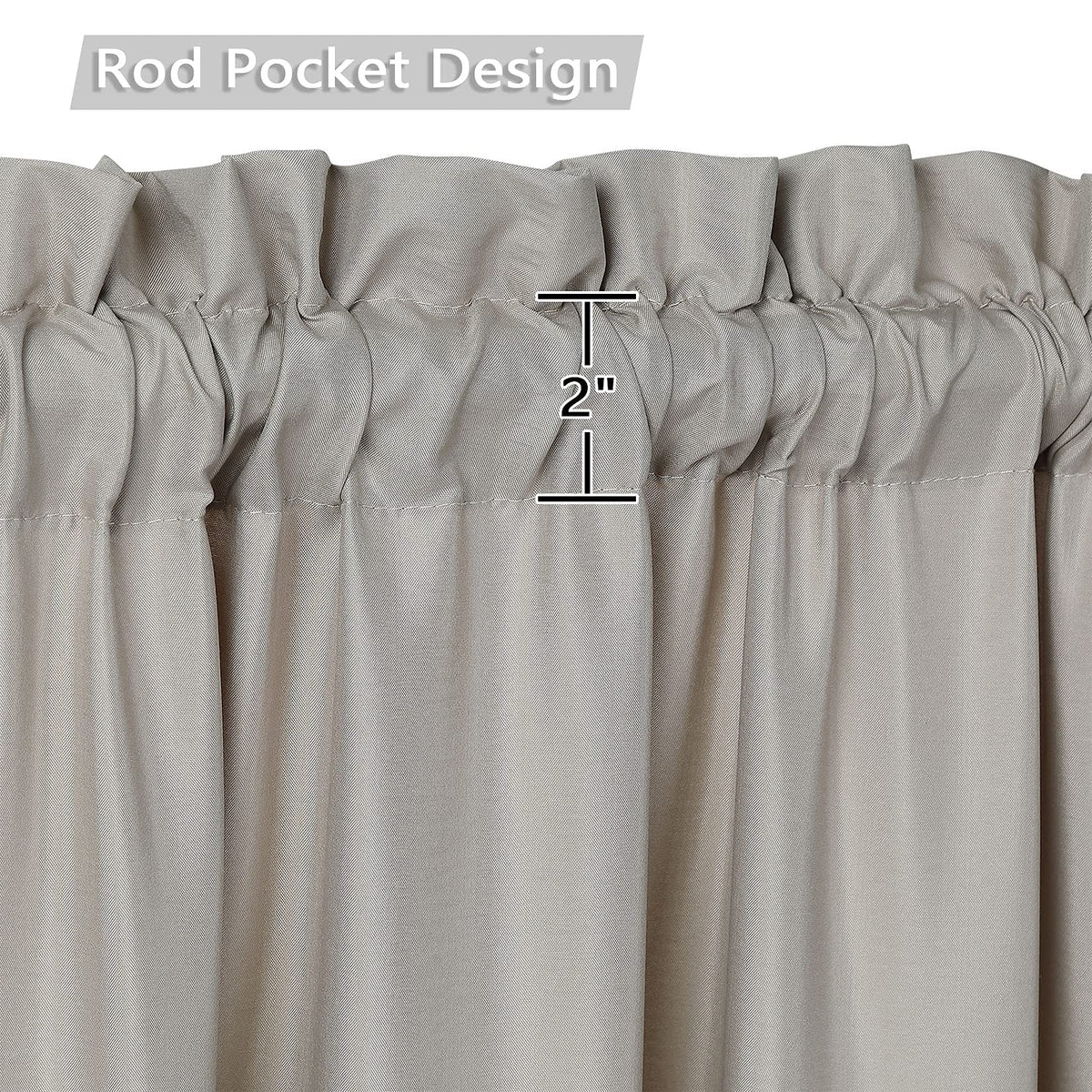 Rideaux de cuisine imperméables Garvee, courts, demi-fenêtre, motif en relief, 2 x 30 x 60 cm, taupe