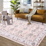 Tapis d'intérieur et d'extérieur Garvee Vintage Antidérapant Résistant à l'eau et aux taches Lavable 140x200 cm Rose Salon Chambre Bureau