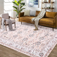 Tapis d'intérieur et d'extérieur Garvee Vintage Antidérapant Résistant à l'eau et aux taches Lavable 140x200 cm Rose Salon Chambre Bureau