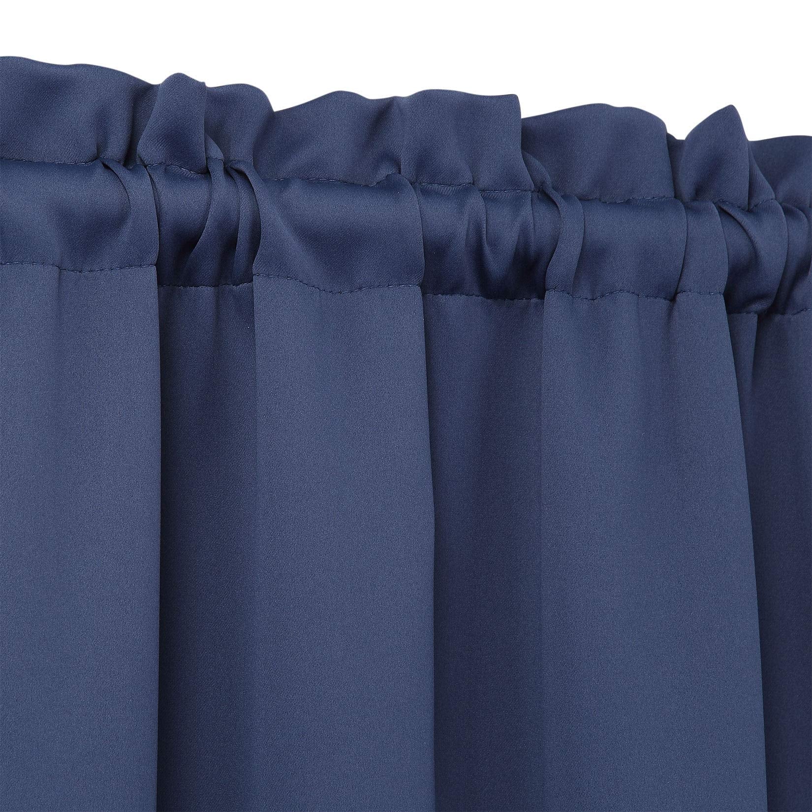 Cantonnières occultantes Garvee pour fenêtres, salon, cuisine, chambre, bleu marine, 132 x 38 cm, isolantes thermiques