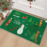 Garvee Paillasson de Noël antidérapant, aspect lin, tapis de bienvenue pour l'extérieur, 40 x 60 cm, vert