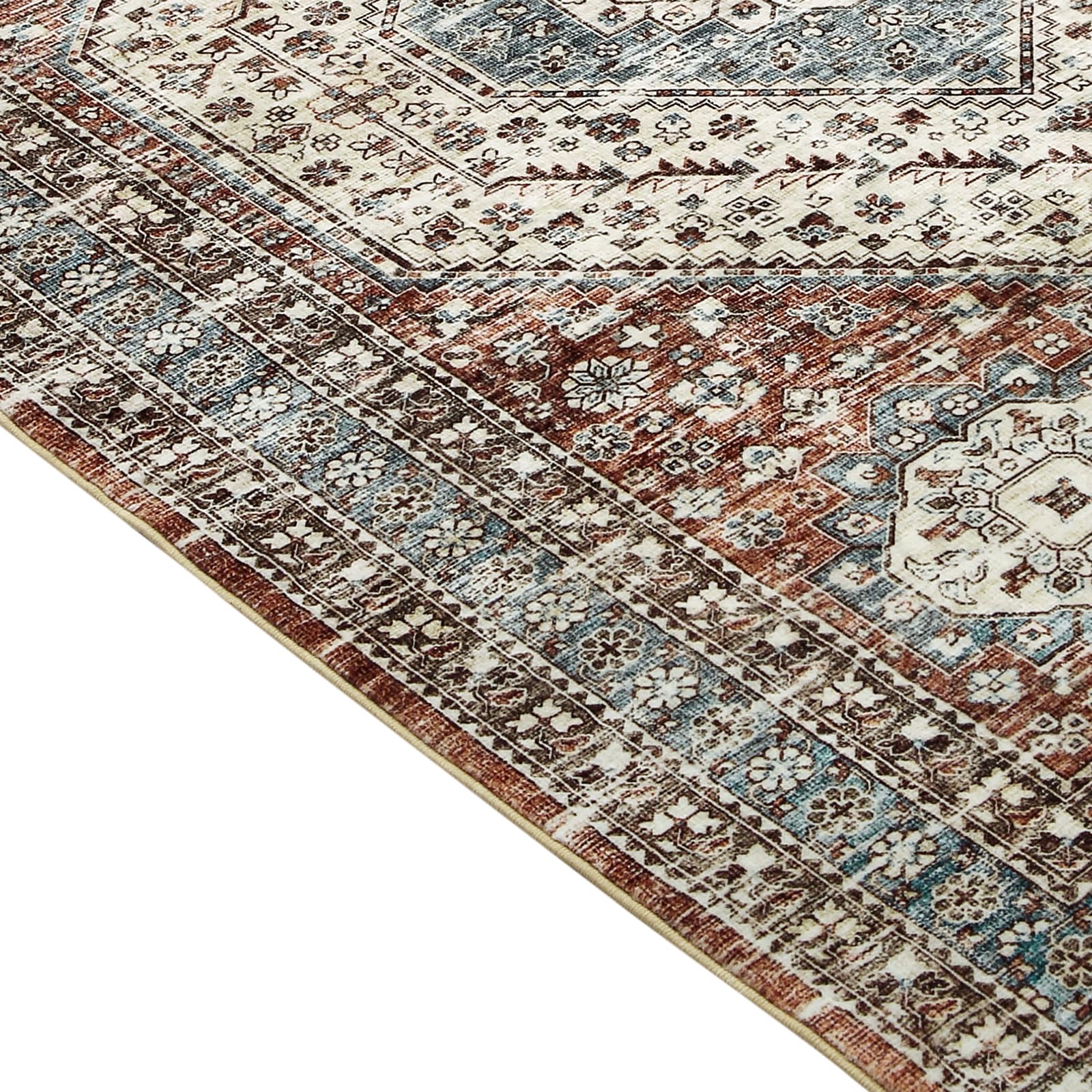 Tapis de couloir vintage Garvee, lavable, antidérapant, facile à nettoyer, pour salon, chambre, salle à manger, marron, 120 x 170 cm