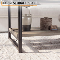 Garvee table basse de ferme à 2 niveaux 41'' en bois gris avec rangement et structure en métal pour le salon et le bureau, style rustique-moderne