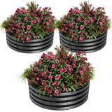 Garvee Bac De Jardin Rond Élevé 3PCS En Acier Galvanisé, antirouille, Kit Métallique Pour Potager, Balcon, Jardin Urbain, 61 x 3 cm, Argenté